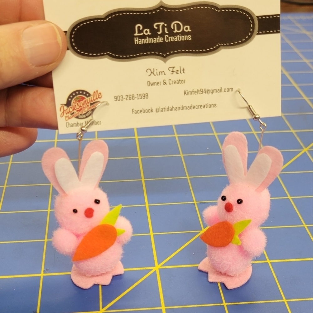 Pink Bunny Earrings Easter